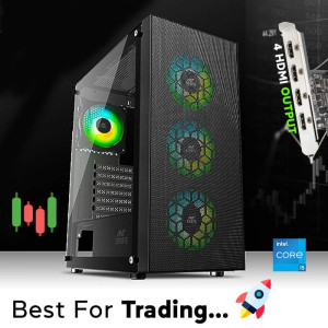 Best PC For Trading 4 Display Support |Intel Core i5 12400F | 8GB Ram | 512GB SSD | GT730 4 HDMI Graphics Card |1700 Socket Prebuild CPU Tower Assembled 